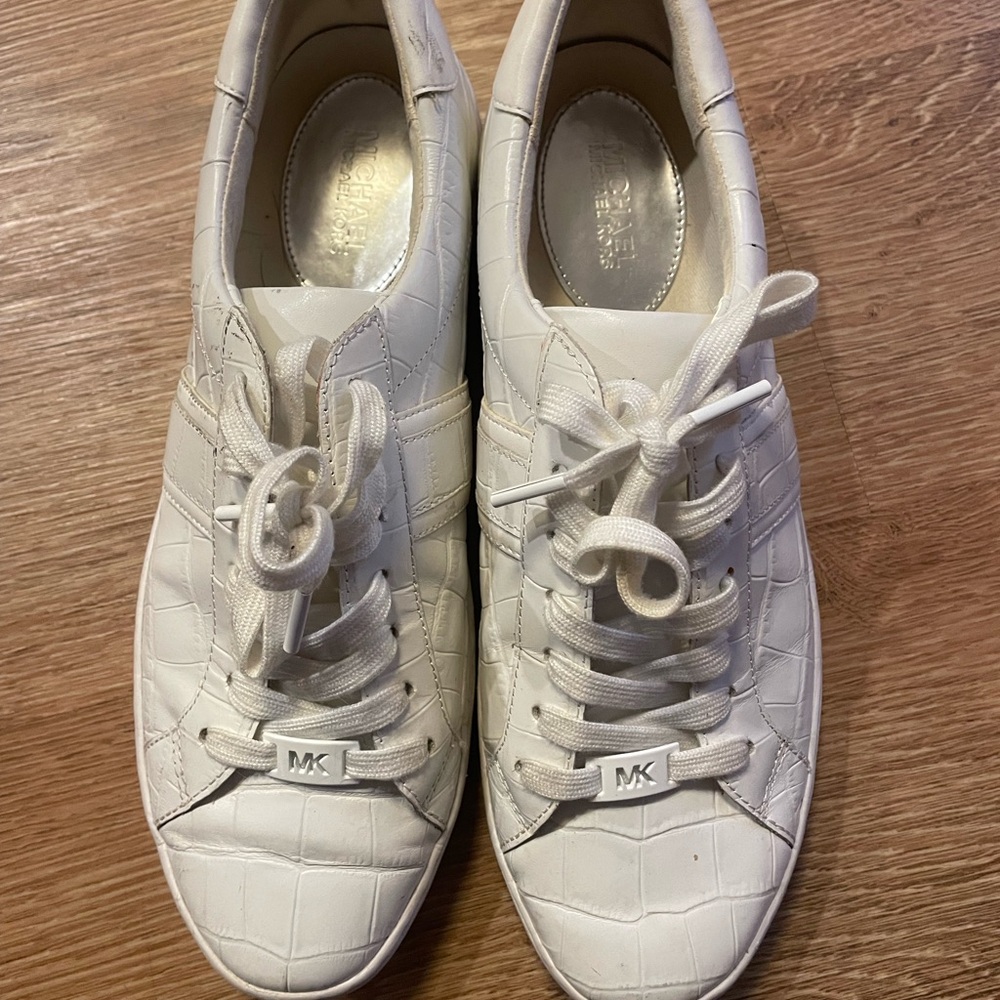 Michael Kors White Croc-Embossed Sneakers
